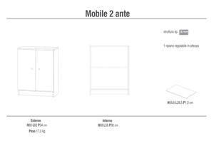 Mobile 2 Ante 62x80x34 cm Eucalipto