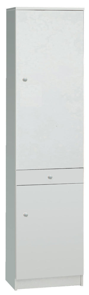 Armadio 2 Ante 1 Cassetto 46x183x34 cm Bianco Lisco