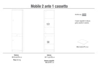 Armadio 2 Ante 1 Cassetto 46x183x34 cm Olmo Chiaro