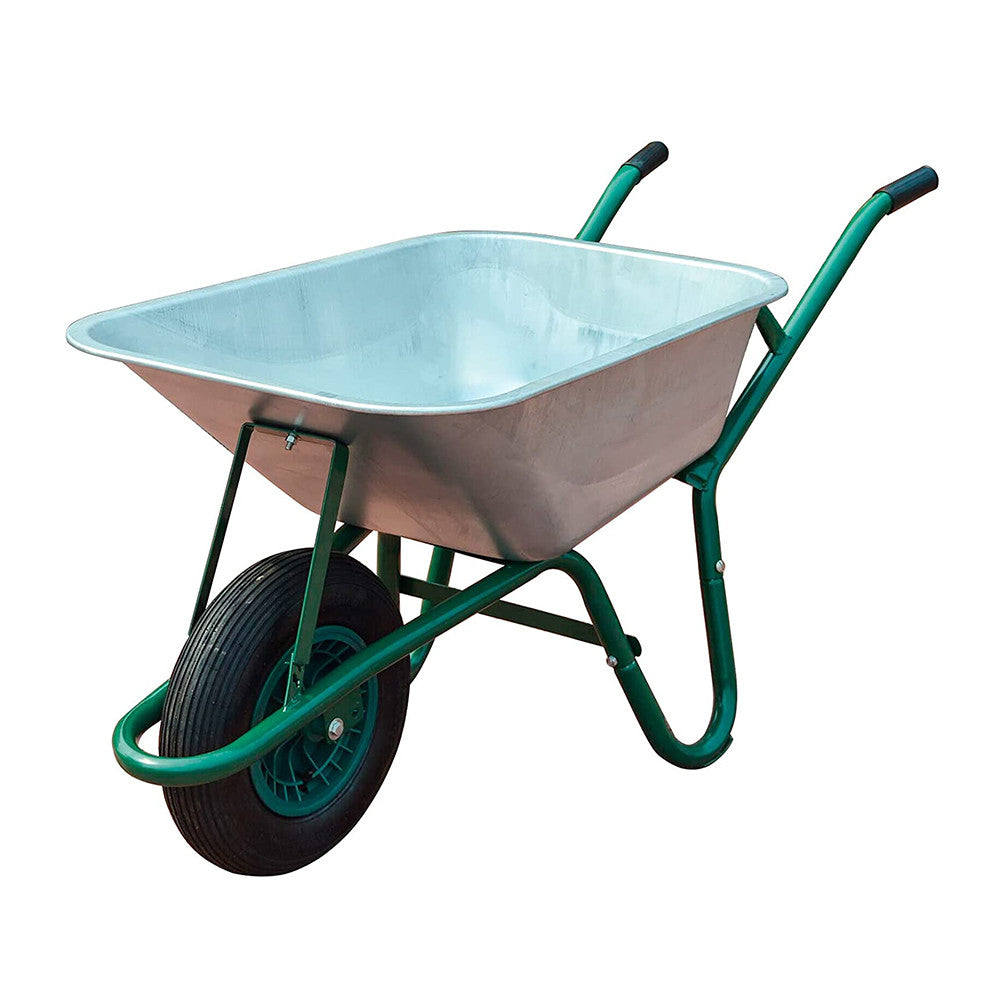 Carriola Leggera Con Vasca In Acciaio Zincato 75Lt Ruota Pneumatica 350 Mm Ideale Per Edilizia/Fai-Da-Te Portata 100 Kg-Bigmat