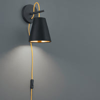 Andreus - Applique con diffusore conico in tessuto e metallo Lampada di design colore nero ed oro