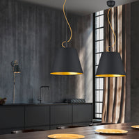 Andreus - Applique con diffusore conico in tessuto e metallo Lampada di design colore nero ed oro