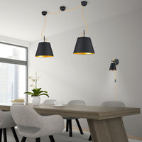 Andreus - Applique con diffusore conico in tessuto e metallo Lampada di design colore nero ed oro