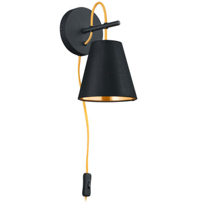 Andreus - Applique con diffusore conico in tessuto e metallo Lampada di design colore nero ed oro