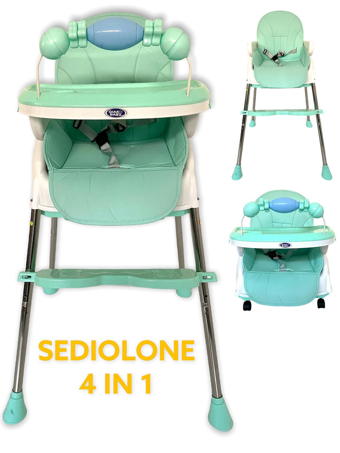 Seggiolone per Bambini 4 in 1 Pappa e Gioco Verde