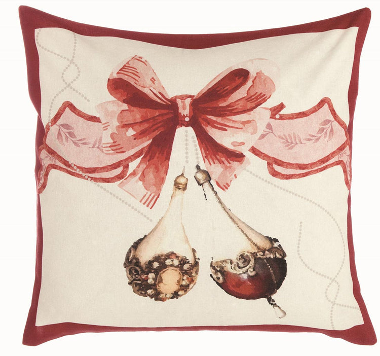 Cuscino Natalizio 45x45 Shabby Chic Elegante Rosso Arredo Natale Blanc Mariclò