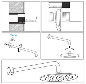 Braccio doccia curvo per soffione extralungo 50 cm