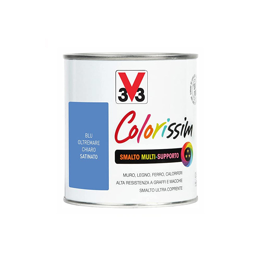 Smalto Multisupporto Colorissim Dona Modernita' Su Ogni Supporto, Materiale O Superficie Blu Oltremare Chiaro 0,50 Lt-V33