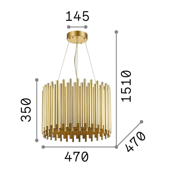 Sospensione Contemporanea Pan Metallo Oro 5 Luci E27