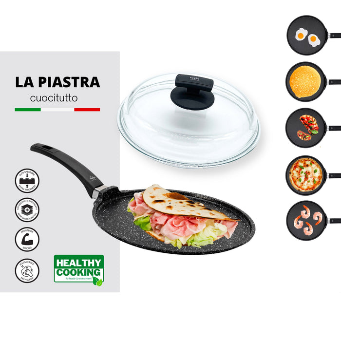 Padella Fornetto con Coperchio in Vetro Antiaderente 1 Manico 30 cm Olympia Hard Cook