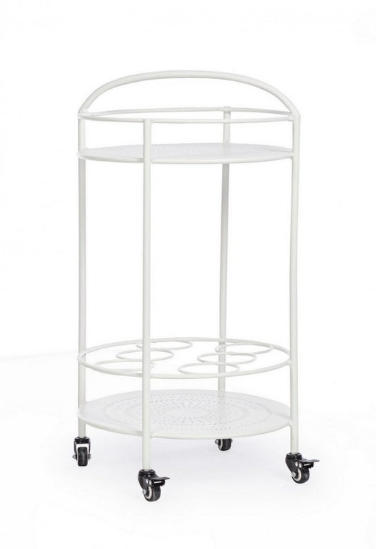 Carrello con Porta Bottiglie Burton Bianco in Metallo