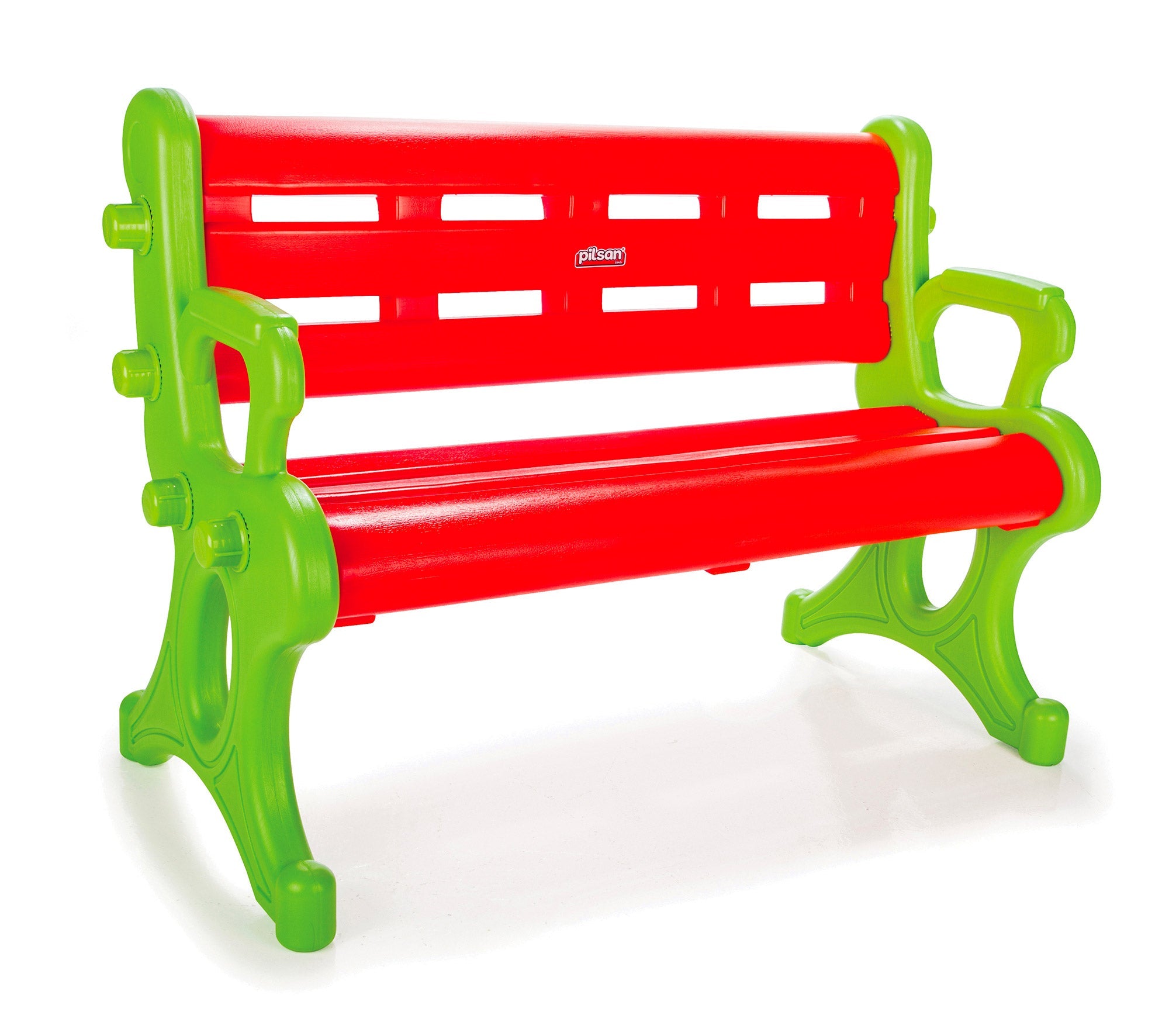 Panchina 3 Posti per Bambini 50x106x73 cm in Plastica Rossa e Verde