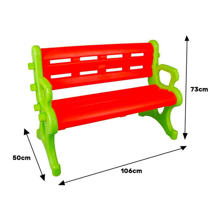 Panchina 3 Posti per Bambini 50x106x73 cm in Plastica Rossa e Verde