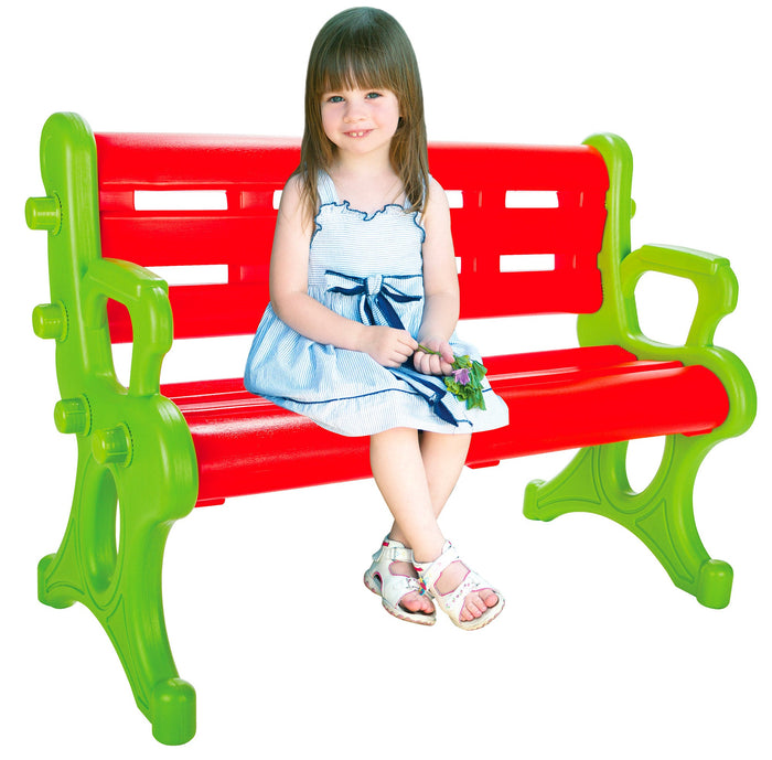 Panchina 3 Posti per Bambini 50x106x73 cm in Plastica Rossa e Verde