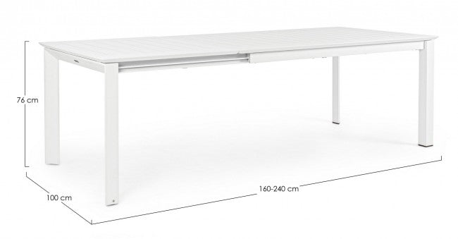 Tavolo Allungabile Konnor 160-240x100 cm Bian in Alluminio