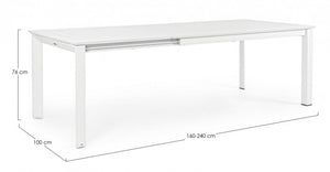 Tavolo Allungabile Konnor 160-240x100 cm Bian in Alluminio