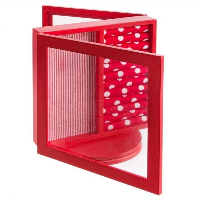 Porta Gioielli Stand Rosso 23x25.5H cm in Legno