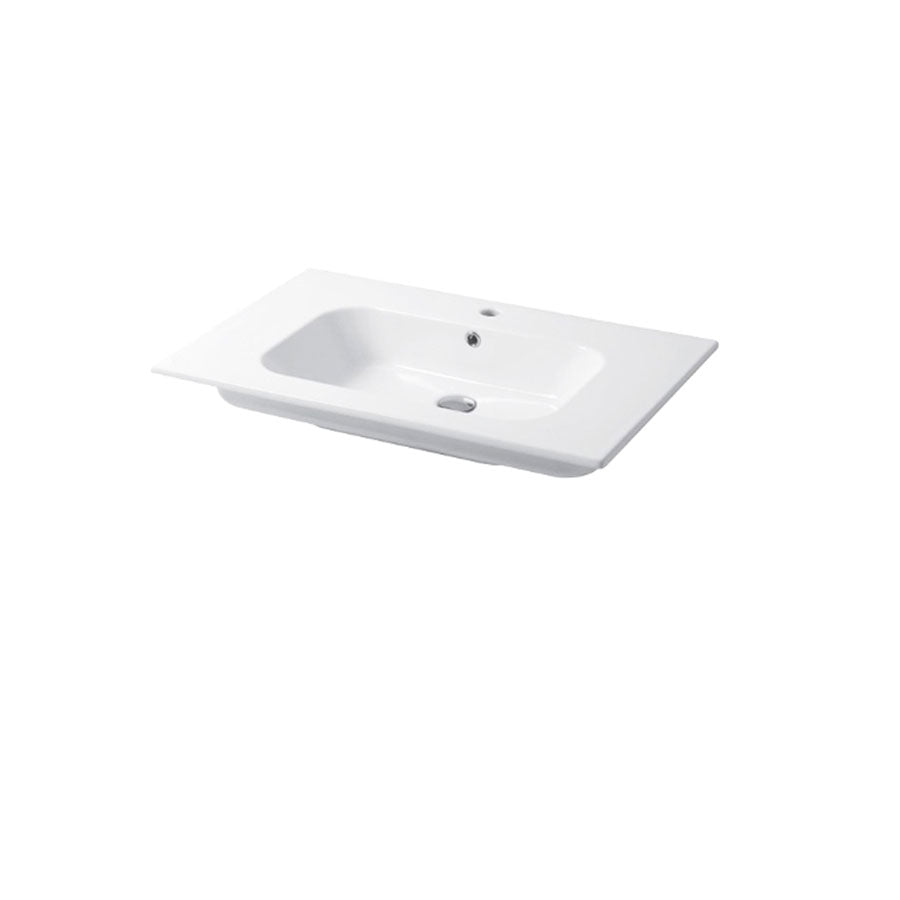 Lavabo a consolle in ceramica bianca lucida serie Qubo Square 51 Disegno-Ceramica 81cm