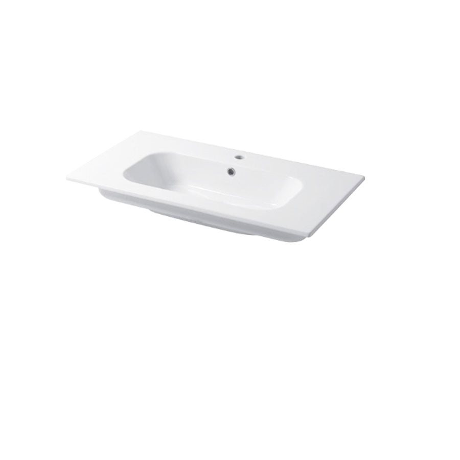 Lavabo a consolle in ceramica bianca lucida serie Qubo Square 51 Disegno-Ceramica 86cm