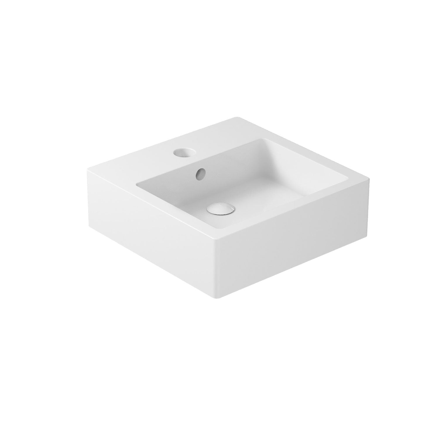 Lavabo quadrato da appoggio/sospeso serie Plus Design di Ceramica Galassia -  Bianco lucido 48x48cm