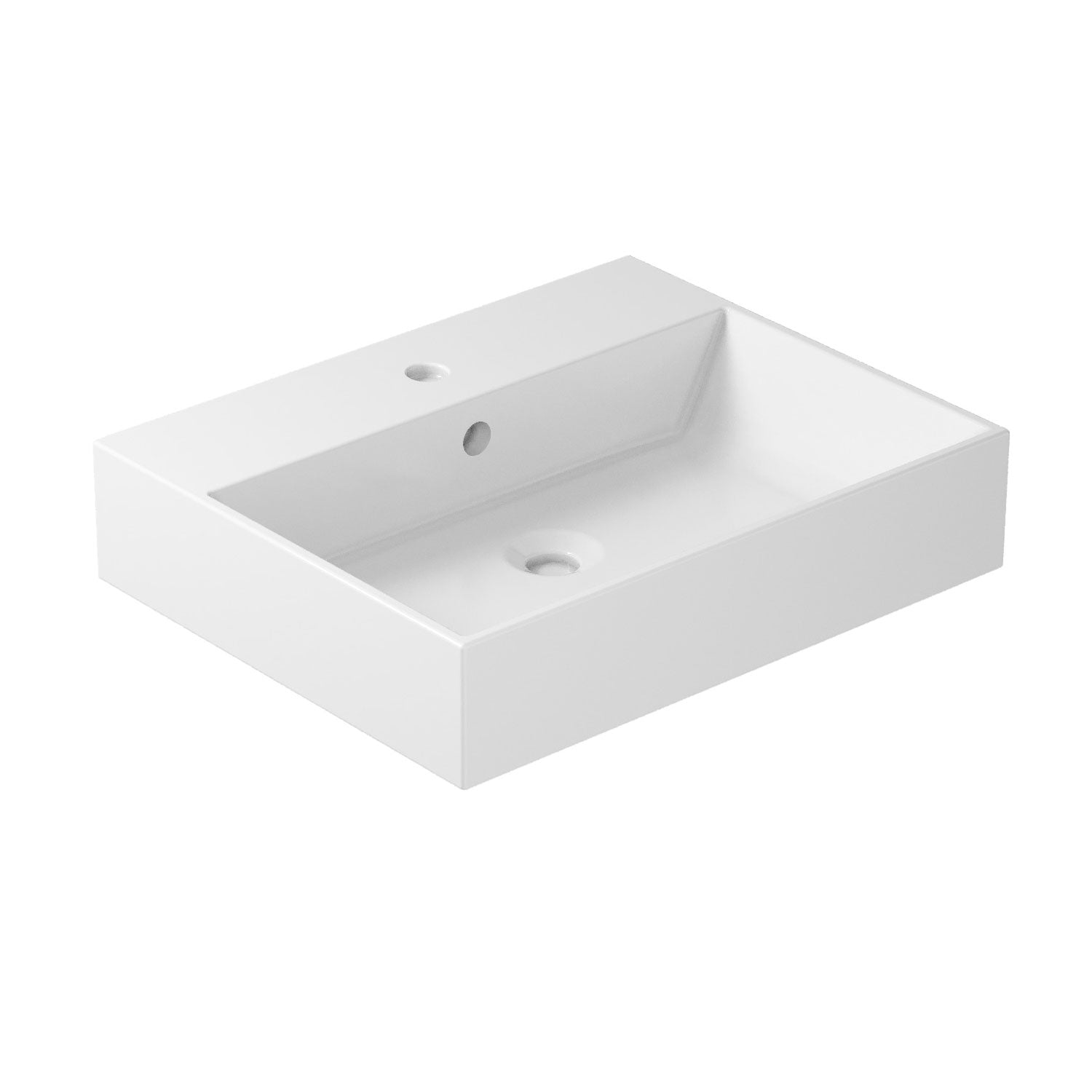 Lavabo rettangolare da appoggio/sospeso serie Plus Design di Ceramica Galassia -  Bianco lucido 60x48cm