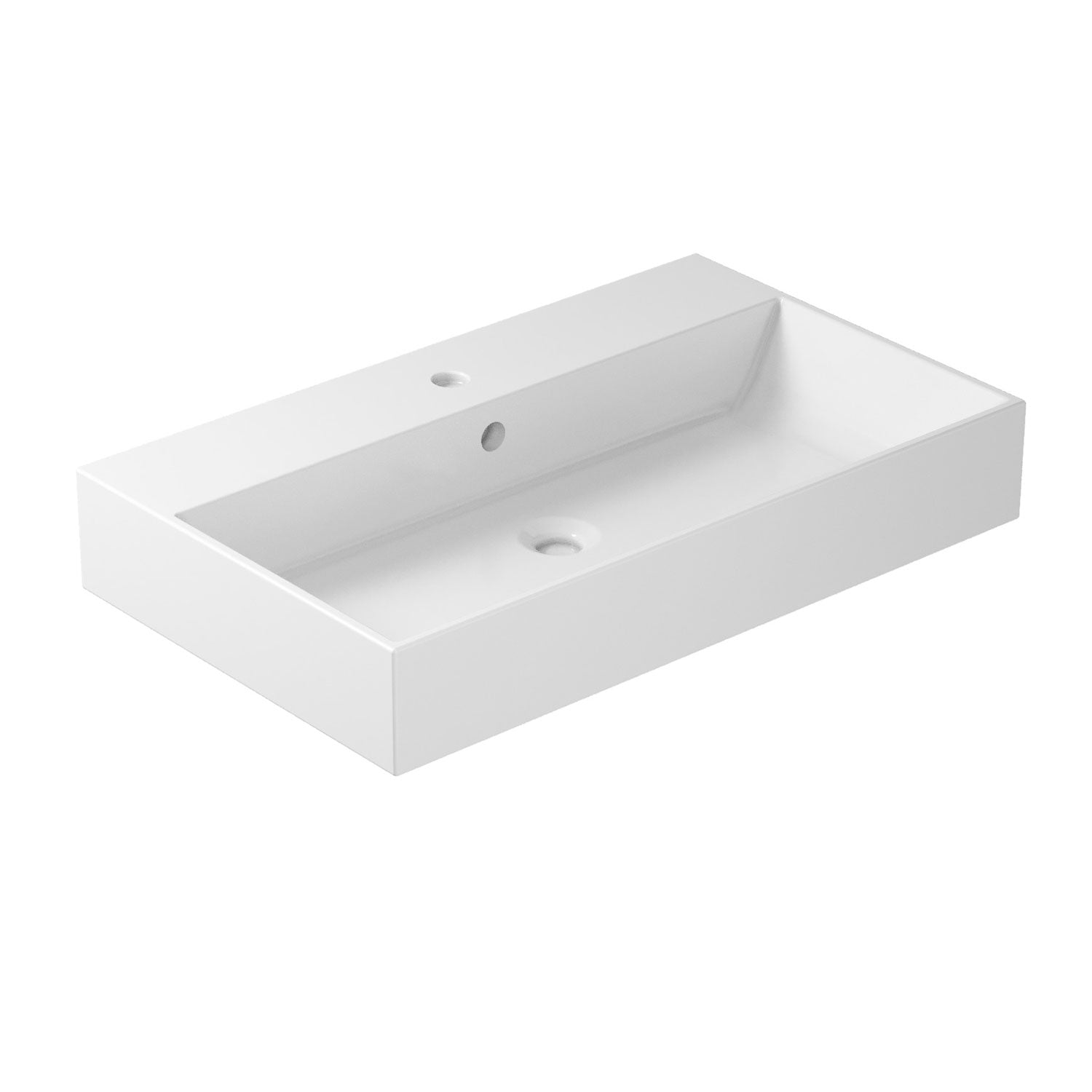 Lavabo rettangolare da appoggio/sospeso serie Plus Design di Ceramica Galassia - Bianco lucido 80x48cm