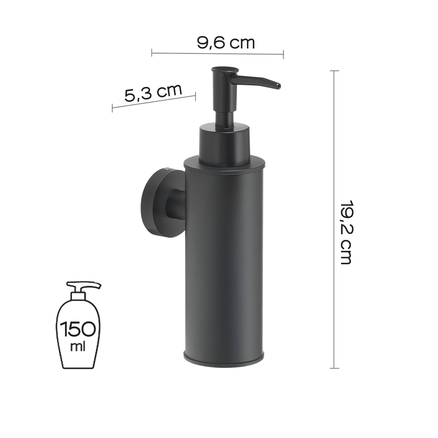 Dosasapone tondo modello Seal di Gedy in Acciaio Inox AISI 304 - Nero Matt