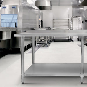 Tavolo in acciaio Inox da Cucina Commerciale Piano Cucina Ristorante - 210 cm