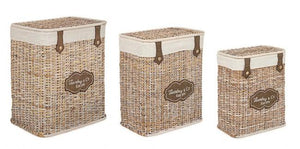 Set 3 Portabiancheria Provenzale Naturale in Rattan