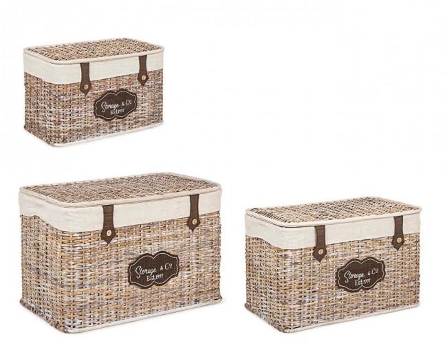 Set 3 Portaoggetti Provenzale Naturale in Rattan