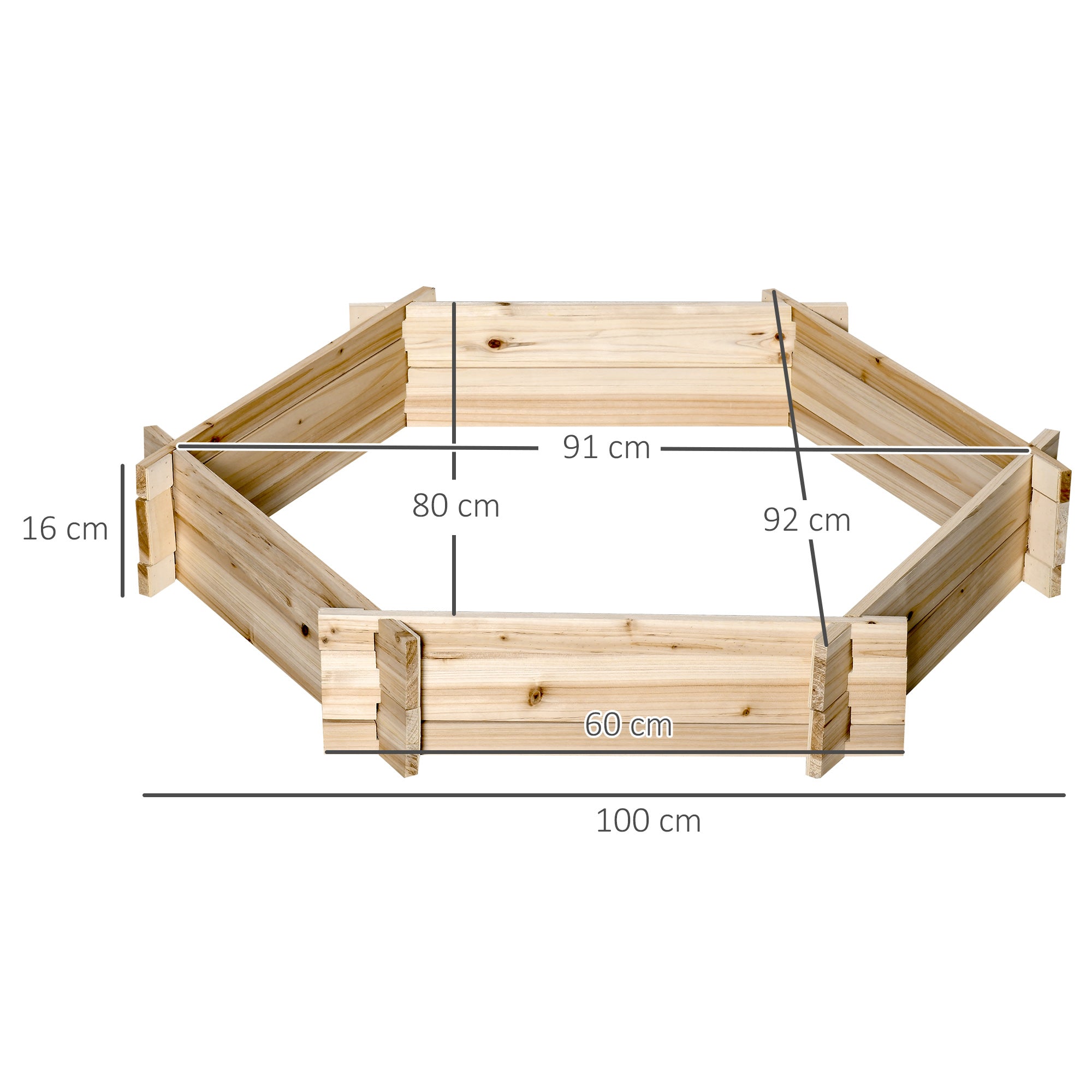 Letto per Orto Fioriera 100x92x16 cm Struttura a Incastro in Legno