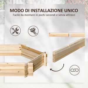 Letto per Orto Fioriera 100x92x16 cm Struttura a Incastro in Legno