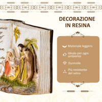 Presepe a Forma di Libro con Statuine 3D e Incisione in Resina