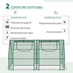 Serra da Giardino per Piante 180x90x90 cm con 2 Coperture Verde