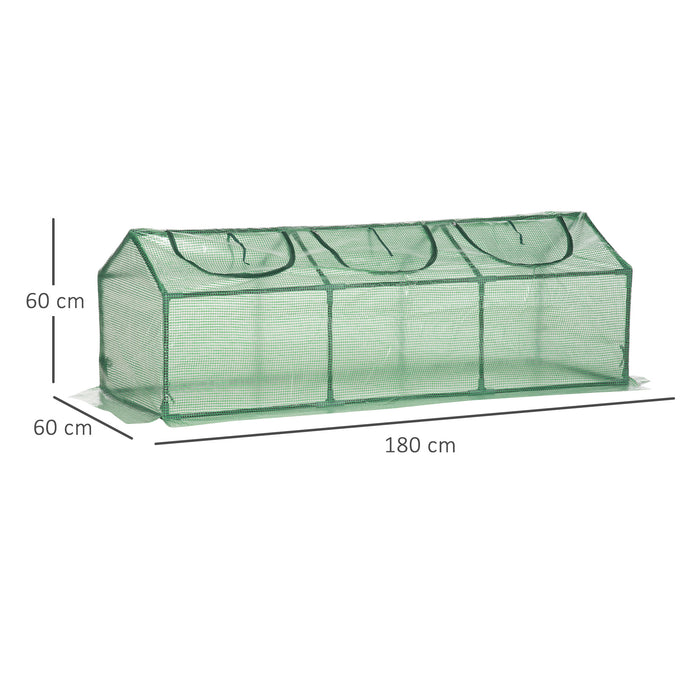 Mini Serra da Giardino con 3 Finestre 180x60x60 cm Copertura PE Anti-UV Verde