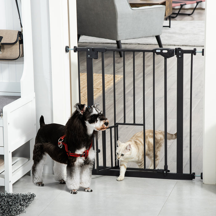 Cancelletto Sicurezza Regolabile per Cani 74-80 cm con Chiusura Automatica Nero