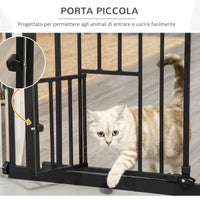 Cancelletto Sicurezza Regolabile per Cani 74-80 cm con Chiusura Automatica Nero