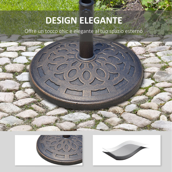 Base per Ombrellone da Giardino Ø48,5 cm 12 Kg in Resina con Finiture in Bronzo