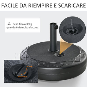 Base per Ombrellone da Giardino Ø55 cm 30 Kg in Plastica Nero