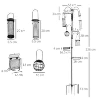 Mangiatoia per Uccelli da Giardino 58x58x226 cm in Acciaio Nero