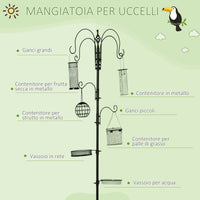 Mangiatoia per Uccelli da Giardino 58x58x226 cm in Acciaio Nero