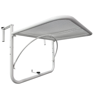 Tavolino Sospeso da Balcone 60x56.5x45 cm Regolabile in Ferro Bianco