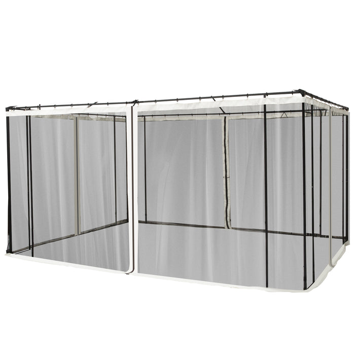 Zanzariera per Gazebo Tende di Ricambio Universale 352x207 cm con Cerniere Nero/Beige