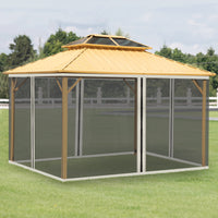 Zanzariera per Gazebo Tende di Ricambio Universale 352x207 cm con Cerniere Nero/Beige