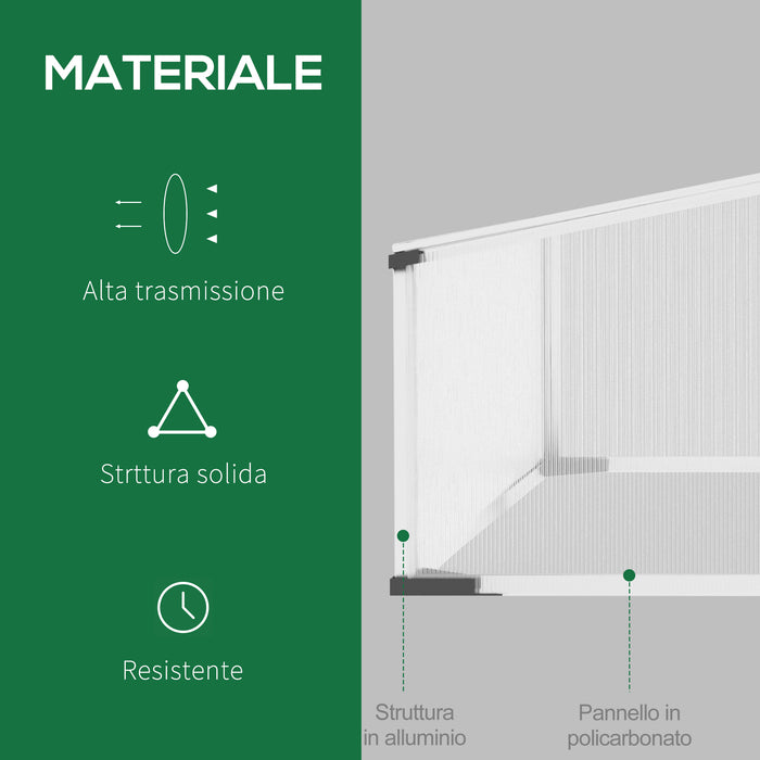 Serra da Giardino 120x100x31-41 cm con Tetto Apribile in Policarbonato Trasparente