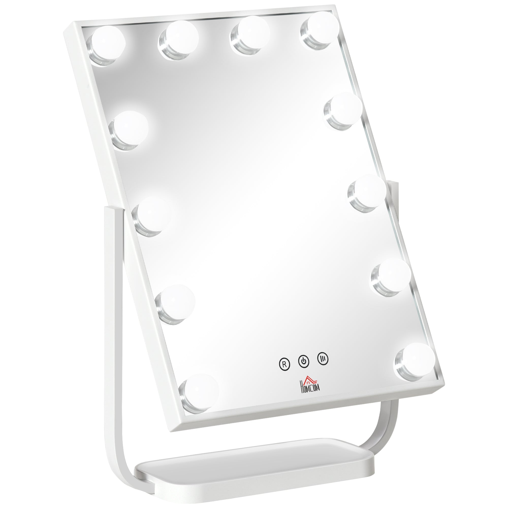 Specchio da Tavolo con LED 32,8x11x47,4 cm per Trucco Make up Bianco