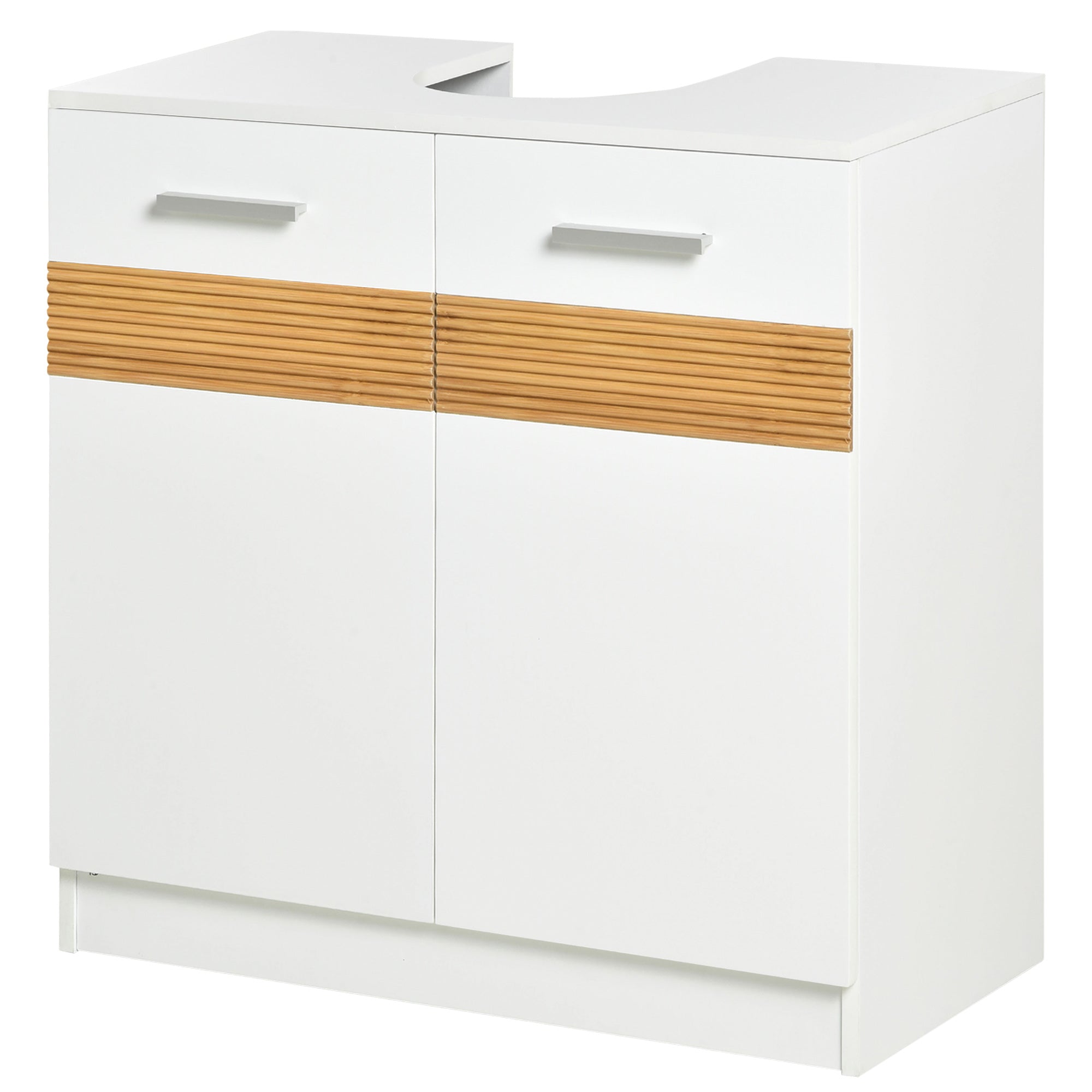 Mobile Sotto Lavabo Bagno 2 Ante 60X30x60,5 cm in MDF Bianco