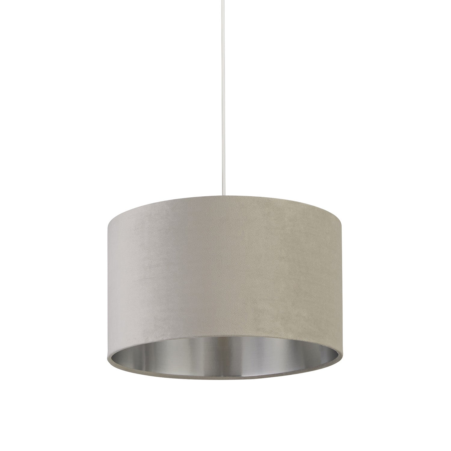 Sospensione Contemporanea Tamburo Acciaio Grigio Velluto Grigio 1 Luce D38Cm