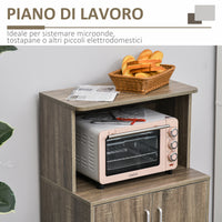 Mobile Cucina Multiuso 60.4x40,3x97 cm con Ripiano per Forno a Microonde Grigio