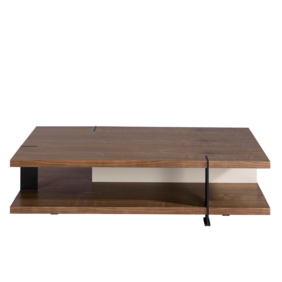 Tavolino rettangolare in legno di noce e grigio